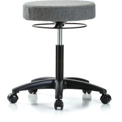 Blue Ridge Ergonomics Bench Stool, Med, Fabric, Casters, Gry