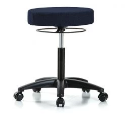 Blue Ridge Ergonomics Bench Stool, Med, Fabric, Casters, Nav