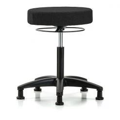 Blue Ridge Ergonomics Bench Stool, Med, Fabric, Glides, Blk