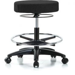 Blue Ridge Ergonomics Bench Stool, Med, Fabric, CF, Casters, Blk