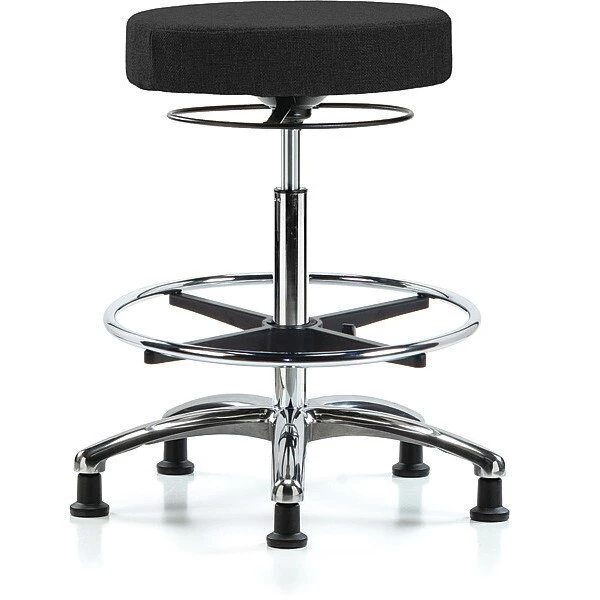 Blue Ridge Ergonomics Bench Stool, Hi, Fabric, Chrom, CF, Glids, Blk 3 Blue Ridge Ergonomics Bench Stool, Hi, Fabric, Chrom, CF, Glids, Blk