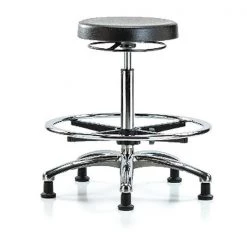 Blue Ridge Ergonomics Bench Stool, Hi, Chrome, Poly, CF Glides