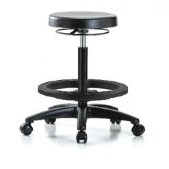 Blue Ridge Ergonomics Bench Stool, Hi, Poly, BF, Casters