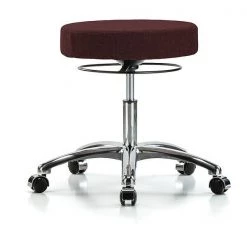Blue Ridge Ergonomics Desk Stool, Chrome, Fabric, Casters, Bur