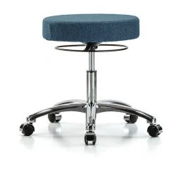 Blue Ridge Ergonomics Desk Stool, Chrome, Fabric, Casters, Blu