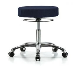 Blue Ridge Ergonomics Desk Stool, Chrome, Fabric, Casters, Nav