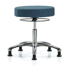 Blue Ridge Ergonomics Desk Stool, Chrome, Fabric, Glides, Blu
