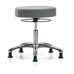 Blue Ridge Ergonomics Desk Stool, Chrome, Fabric, Glides, Gry