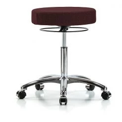 Blue Ridge Ergonomics Bench Stool, Med, Fabric, Chrome, Castrs, Bur
