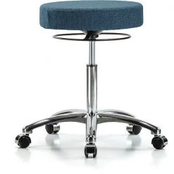 Blue Ridge Ergonomics Bench Stool, Med, Fabric, Chrome, Castrs, Blu