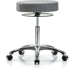 Blue Ridge Ergonomics Bench Stool, Med, Fabric, Chrome, Castrs, Gry