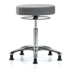 Blue Ridge Ergonomics Bench Stool, Med, Fabric, Chrome, Glides Gry