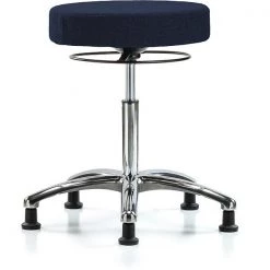 Blue Ridge Ergonomics Bench Stool, Med, Fabric, Chrome, Glides Nav
