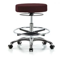 Blue Ridge Ergonomics Bench Stool, Med, Fabric, Chrom, CF, Cstr, Bur