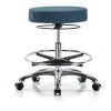 Blue Ridge Ergonomics Bench Stool, Med, Fabric, Chrom, CF, Cstr, Blu