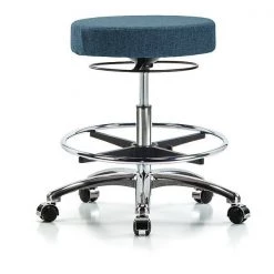 Blue Ridge Ergonomics Bench Stool, Med, Fabric, Chrom, CF, Cstr, Blu