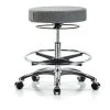 Blue Ridge Ergonomics Bench Stool, Med, Fabric, Chrom, CF, Cstr, Gry