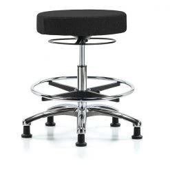 Blue Ridge Ergonomics Bench Stool, Med, Fabric, Chrome, CF, Gld, Blk