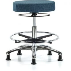 Blue Ridge Ergonomics Bench Stool, Med, Fabric, Chrome, CF, Gld, Blu