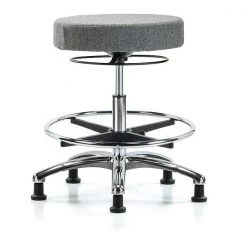 Blue Ridge Ergonomics Bench Stool, Med, Fabric, Chrome, CF, Gld, Gry