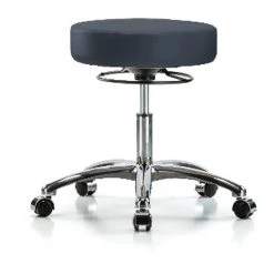 Blue Ridge Ergonomics Desk Stool, Vinyl, Chrome, Casters, Nav