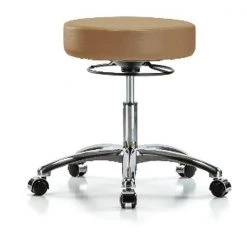 Blue Ridge Ergonomics Desk Stool, Vinyl, Chrome, Casters, Taupe