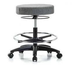 Blue Ridge Ergonomics Bench Stool, Med, Fabric, CF, Casters, Gry