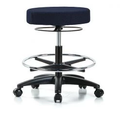 Blue Ridge Ergonomics Bench Stool, Med, Fabric, CF, Casters, Nav