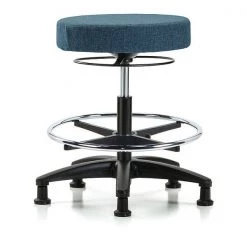 Blue Ridge Ergonomics Bench Stool, Med, Fabric, CF, Glides, Blu