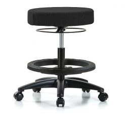 Blue Ridge Ergonomics Bench Stool, Med, Fabric, BF, Casters, Blk