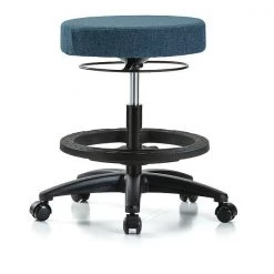 Blue Ridge Ergonomics Bench Stool, Med, Fabric, BF, Casters, Blu