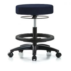 Blue Ridge Ergonomics Bench Stool, Med, Fabric, BF, Casters, Nav