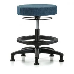 Blue Ridge Ergonomics Bench Stool, Med, Fabric, BF, Glides, Blu