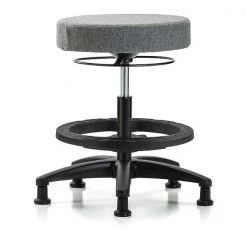 Blue Ridge Ergonomics Bench Stool, Med, Fabric, BF, Glides, Gry