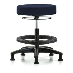 Blue Ridge Ergonomics Bench Stool, Med, Fabric, BF, Glides, Nav