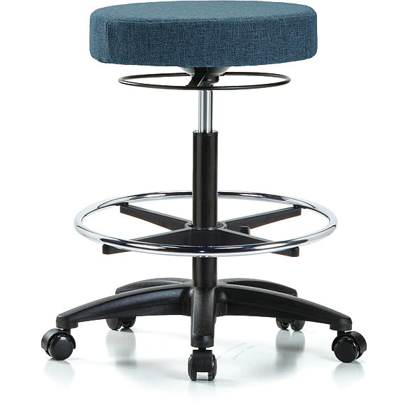 Blue Ridge Ergonomics Bench Stool, Hi, Fabric, CF, Casters, Blu 3 Blue Ridge Ergonomics Bench Stool, Hi, Fabric, CF, Casters, Blu