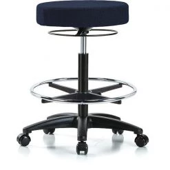 Blue Ridge Ergonomics Bench Stool, Hi, Fabric, CF, Casters, Nav