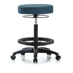 Blue Ridge Ergonomics Bench Stool, Hi, Fabric, BF, Casters, Blu