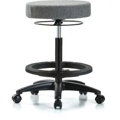 Blue Ridge Ergonomics Bench Stool, Hi, Fabric, BF, Casters, Gry
