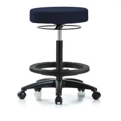 Blue Ridge Ergonomics Bench Stool, Hi, Fabric, BF, Casters, Nav