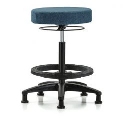 Blue Ridge Ergonomics Bench Stool, Hi, Fabric, BF, Glides, Blu
