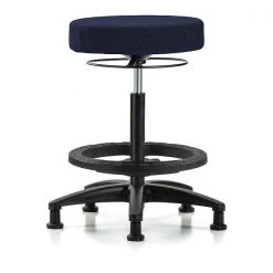 Blue Ridge Ergonomics Bench Stool, Hi, Fabric, BF, Glides, Nav