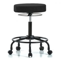 Blue Ridge Ergonomics Bench Stool, Med, Fabric, RT, Casters, Blk