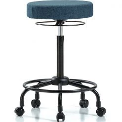 Blue Ridge Ergonomics Bench Stool, Hi, Fabric, RT, Casters, Blu