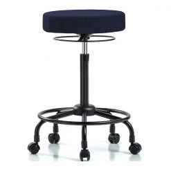 Blue Ridge Ergonomics Bench Stool, Hi, Fabric, RT, Casters, Nav