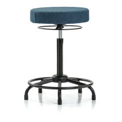 Blue Ridge Ergonomics Bench Stool, Hi, Fabric, RT, Glides, Blu