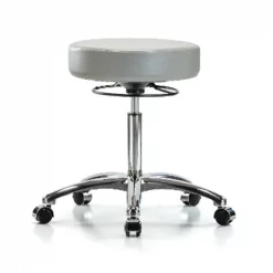Blue Ridge Ergonomics Bench Stool, Med, Chrom, Vinyl, Castrs, Dov
