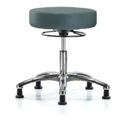 Blue Ridge Ergonomics Desk Stool, Vinyl, Chrome, Glides, Blu