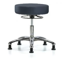Blue Ridge Ergonomics Desk Stool, Vinyl, Chrome, Glides, Nav