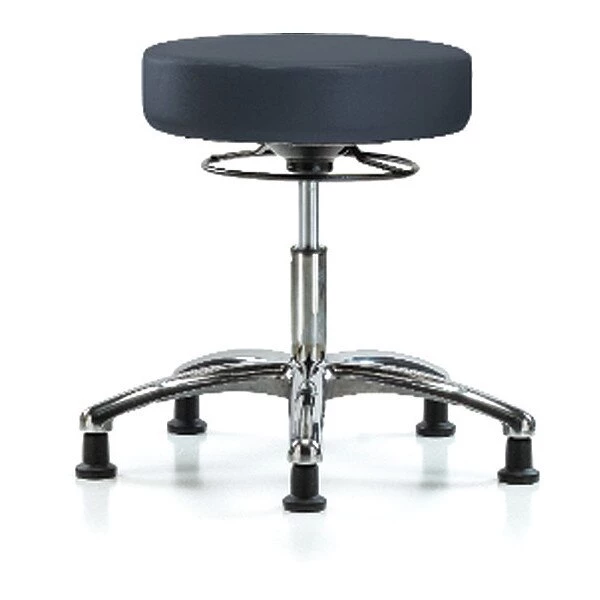 Blue Ridge Ergonomics Desk Stool, Vinyl, Chrome, Glides, Nav 3 Blue Ridge Ergonomics Desk Stool, Vinyl, Chrome, Glides, Nav
